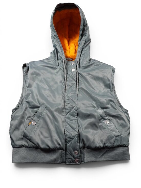 Free People Jackets & Blazers - Free People Max Utility Quilted Puffer Vest Medium Hooded Steel Blue/Green